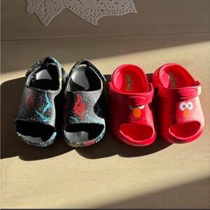 Kids Cartoon Sandals - Black and Red